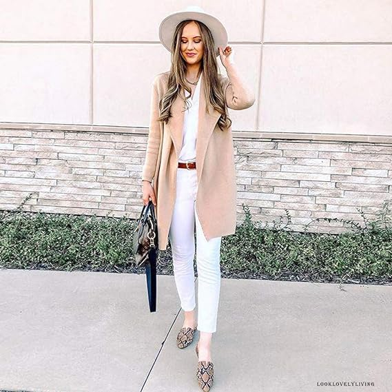 Women Classy Light TanBlack Open Front Knit Coat Cardigan - Image 5