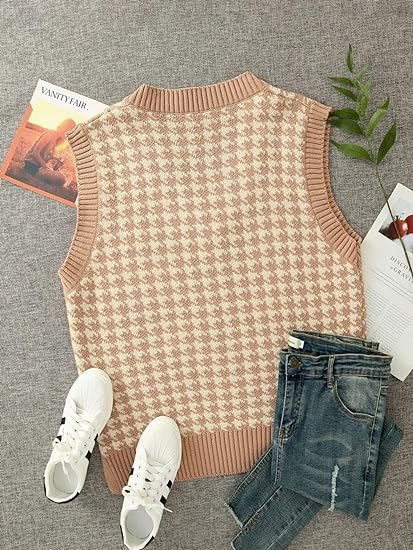 Women Knit Sweater Sleeveles Loose V-Neck Waistcoat Pullover - Image 4