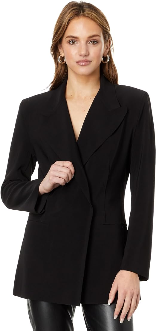 Women Classic Double Breasted Jacket, Black