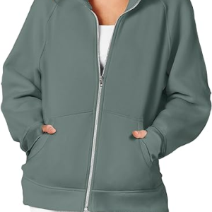 Women Long Sleeve Zip Up Fashion Trendy Sweatshirt