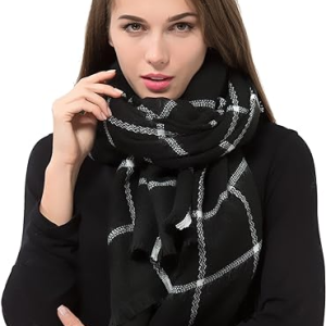 Women Oversized Warm Winter Tartan Checked Shawl Wrap Scarf