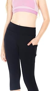 Girls Leggings with Side Pockets Capri Yoga Pants
