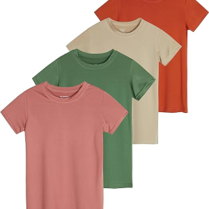 4 Pack: Girls Short Sleeve Crew Neck Active T-Shirt