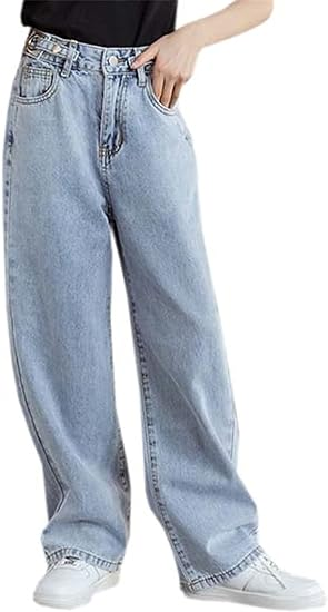 Girls Casual Wide Leg Jeans, 4-14 Years