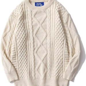 Sweater Women Vintage Chunky Cream Sweater