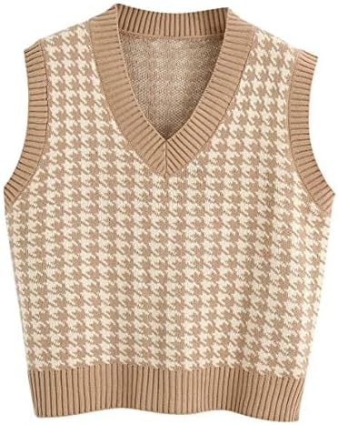 Women Knit Sweater Sleeveles Loose V-Neck Waistcoat Pullover
