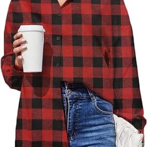 Button Down Flannel Plaid Shirts Long Sleeve