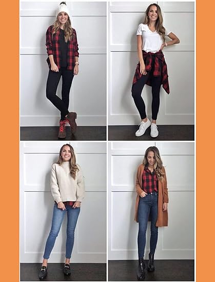 Button Down Flannel Plaid Shirts Long Sleeve - Image 5