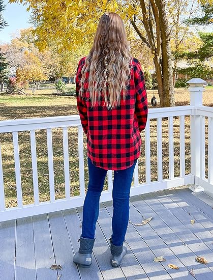 Button Down Flannel Plaid Shirts Long Sleeve - Image 4