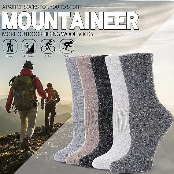 5 Pairs Womens Wool Socks Thermal Winter Comfy Work Socks - Image 6