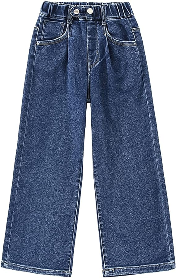 Girls Jeans Denim Elastic Wide Pants Leg Kids Clothes - Image 6