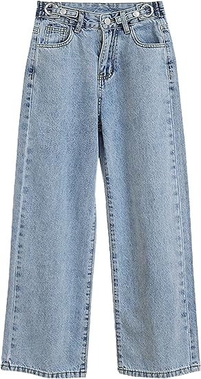 Girls Casual Wide Leg Jeans, 4-14 Years - Image 7