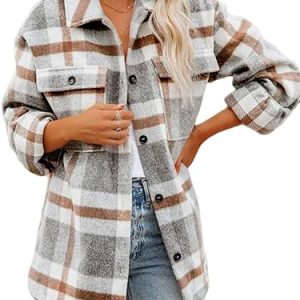 Womens Long Sleeve Button Down Shirts Jacket