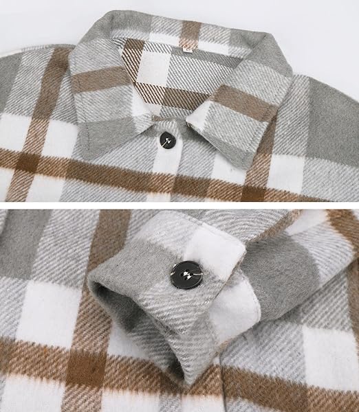 Womens Long Sleeve Button Down Shirts Jacket - Image 5