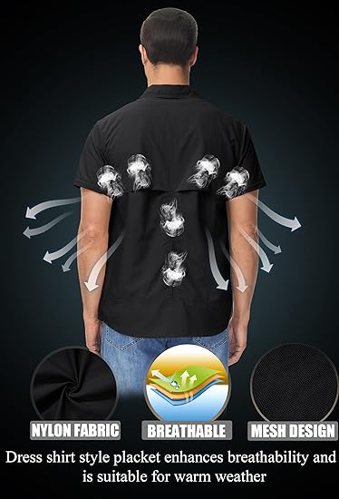 Men Breathable Quick Dry UV Protection Solid Sleeve Shirt - Image 6