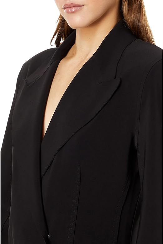 Women Classic Double Breasted Jacket, Black - Image 2