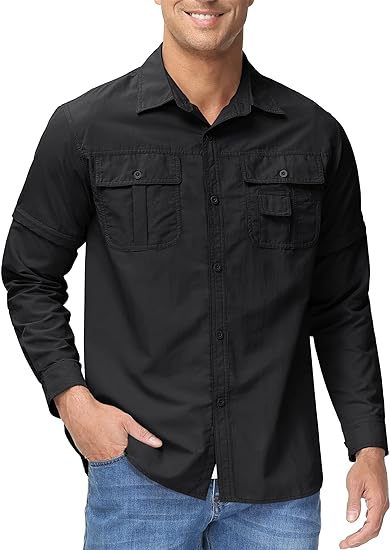 Men Breathable Quick Dry UV Protection Solid Sleeve Shirt