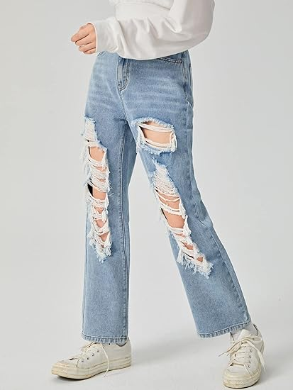 Girl Figure Graphic Print High Waist Ripped Jeans Casual - Image 4