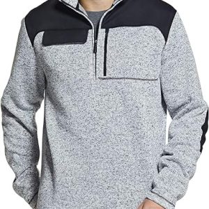 Half Zip Sweater Fleece Heather Grey Winter Warm Sweater