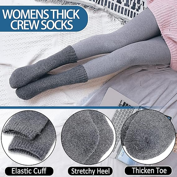 5 Pairs Womens Wool Socks Thermal Winter Comfy Work Socks - Image 4