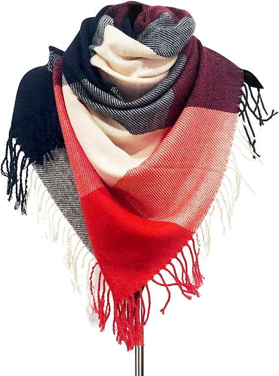 Womens Fashion Long Plaid Shawls Wraps Warm Scarf - Image 2