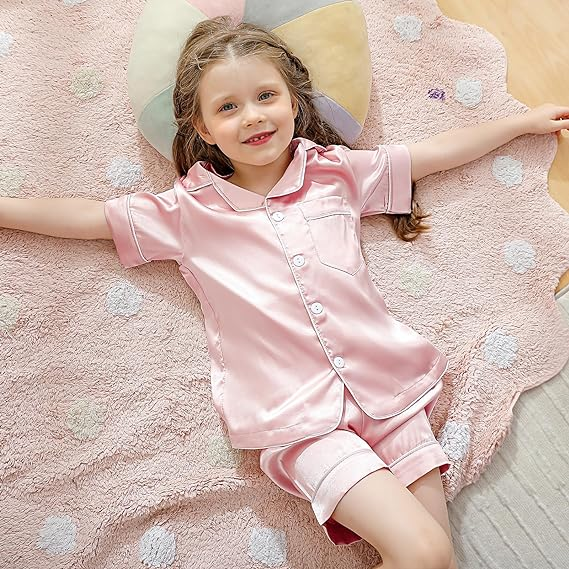 Girl Silk Pajama Sleepwear Nightwear Loungewear Clothes - Image 2