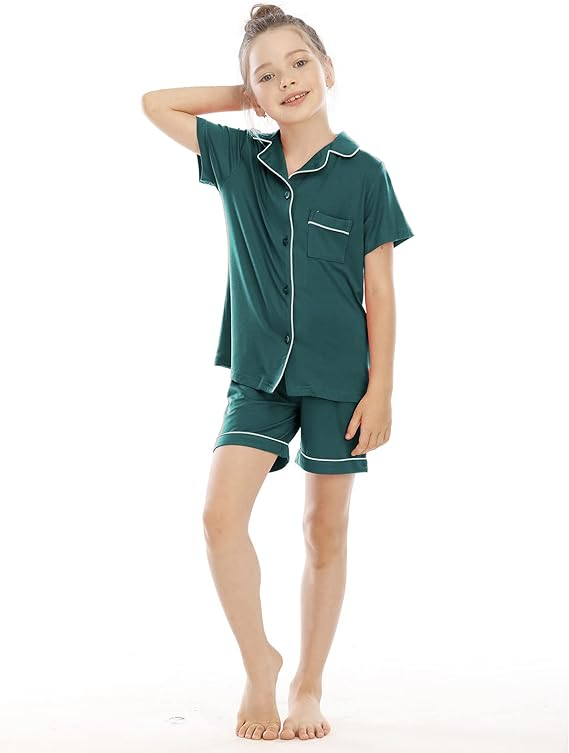 Girls Boys Pajamas Long Sleeve Sleepwear Button-Down 2 Pcs - Image 5