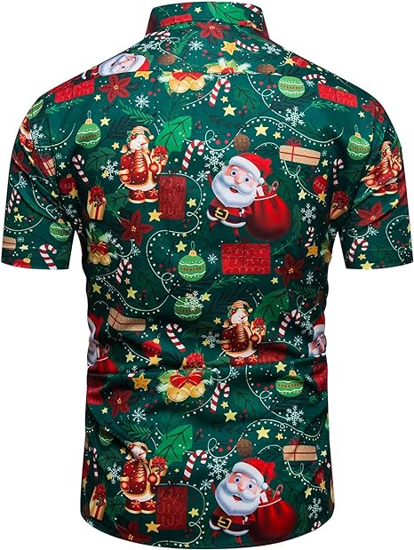 Men Novelty Novelty Button Down Dress Santa Claus Shirt - Image 2