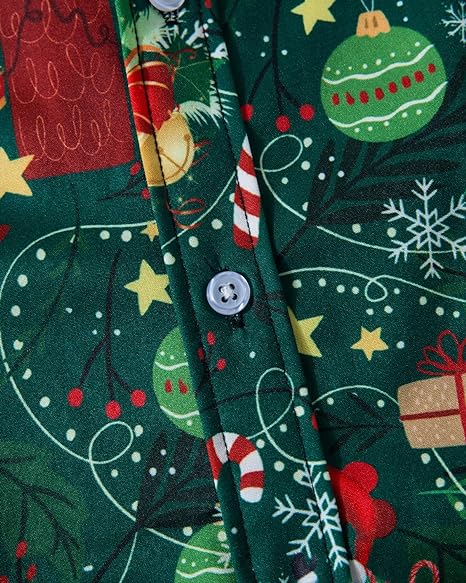 Men Novelty Novelty Button Down Dress Santa Claus Shirt - Image 4